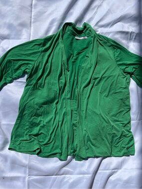 Susan Graver Emerald Green Draped Open Cardigan